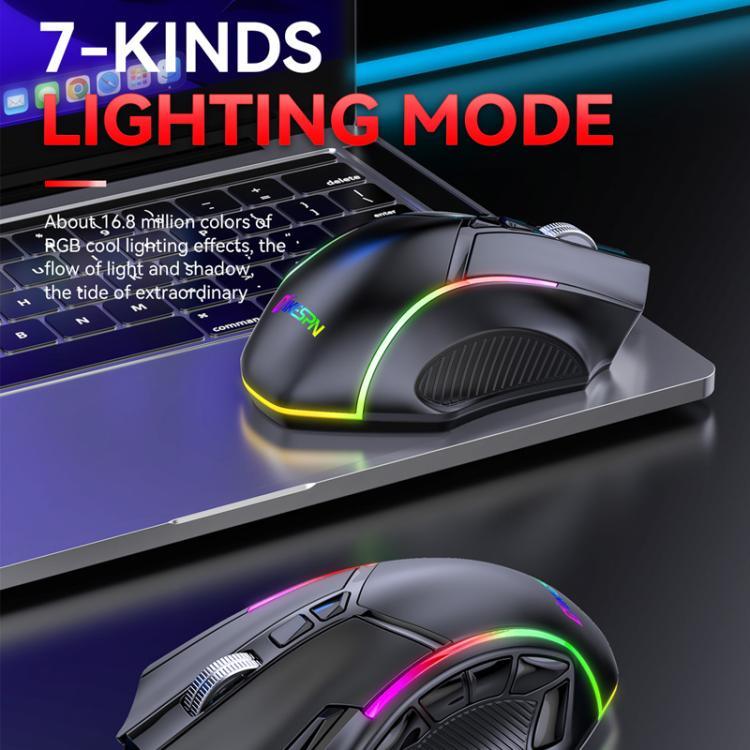 فأرة ألعاب لاسلكية MKESPN W605 بثلاثة أوضاع بدقة 24000 DPI مع تخصيص ماكرو 12 مفتاح، W605
