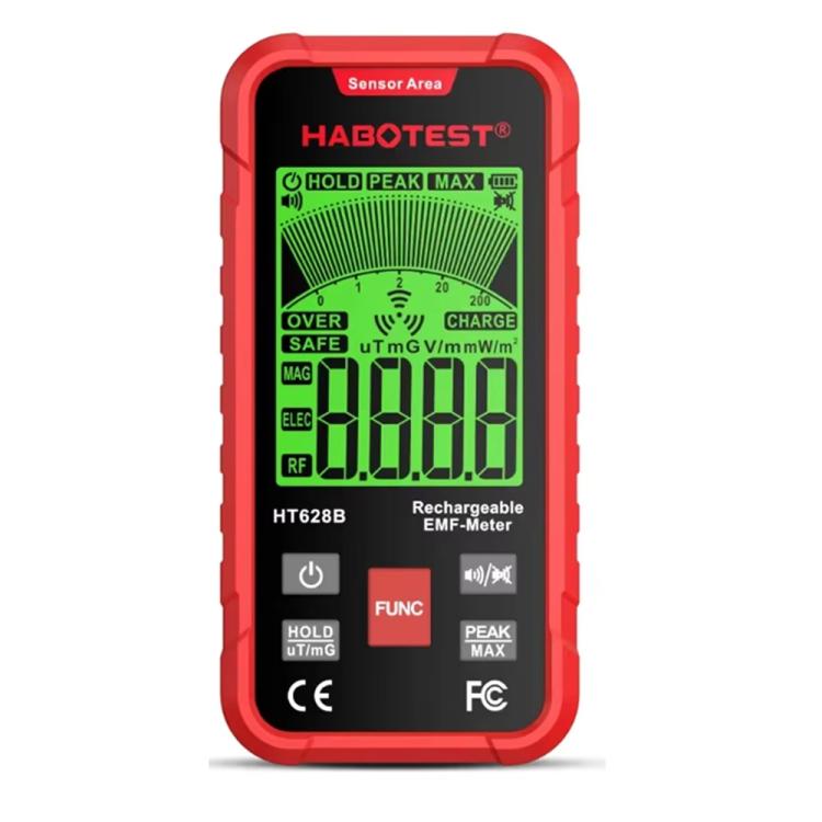 جهاز قياس المجالات الكهرومغناطيسية متعدد المجالات HABOTEST HT628B مع إمكانية إعادة الشحن، HT628B