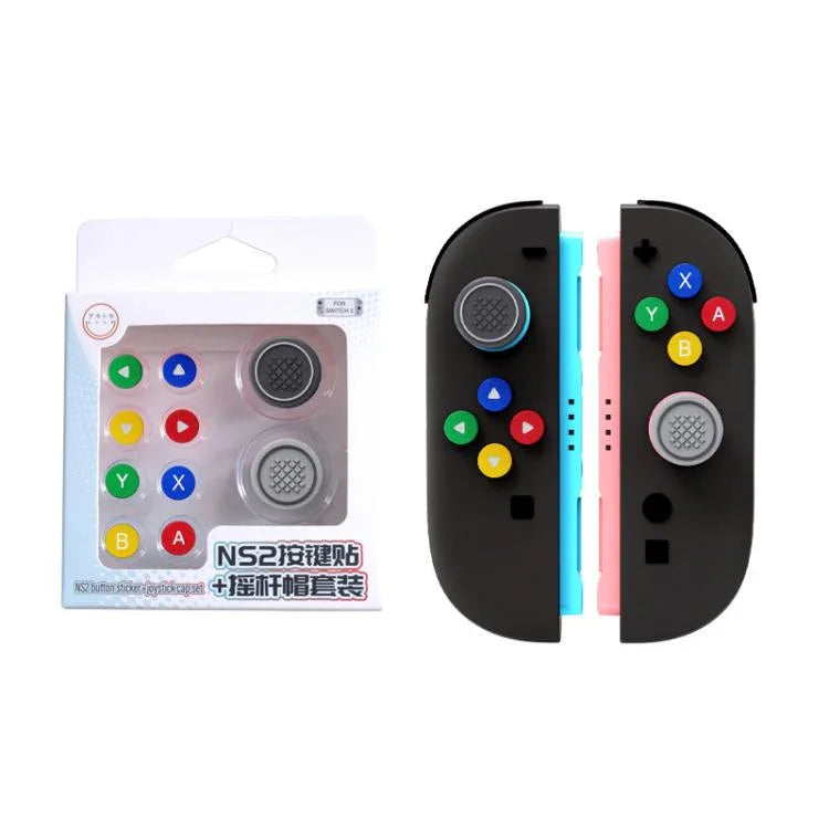 طقم أغطية أزرار سيليكون وأغطية عصا تحكم لجهاز نينتندو سويتش 2 Joy-Con
