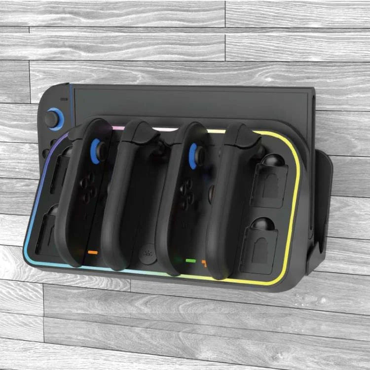 قاعدة شحن حائطية لوحدات Nintendo Switch 2 JoyCon مع إضاءة RGB، HBS-2807