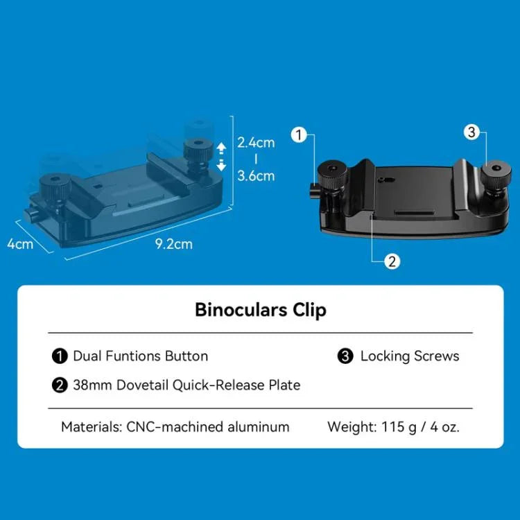 مجموعة تثبيت منظار APEXEL BinoClamp Pro مع إطلاق سريع وحامل منظار من الألمنيوم دوار 360 درجة، APL-F007