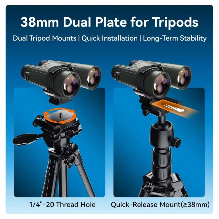 مجموعة تثبيت منظار APEXEL BinoClamp Pro مع إطلاق سريع وحامل منظار من الألمنيوم دوار 360 درجة، APL-F007