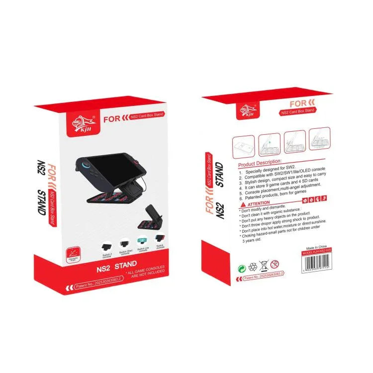 حامل صندوق بطاقات KJH لجهاز Nintendo Switch 2 / Switch OLED / Lite قابل للطي مع 9 فتحات لألعاب الكروت و4 فتحات لبطاقات SD