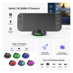 قاعدة تلفاز 4K 60Hz 5 في 1 مع منفذ إيثرنت جيجابت وإضاءة محيطية RGB لجهاز Nintendo Switch 2 من JYS