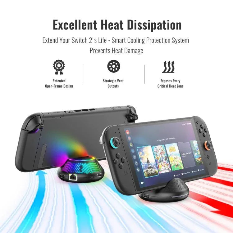 قاعدة تلفاز 4K 60Hz 5 في 1 مع منفذ إيثرنت جيجابت وإضاءة محيطية RGB لجهاز Nintendo Switch 2 من JYS