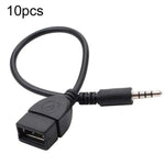 10pcs 3.5mm Male Round Head To USB 2.0 Female USB Disk Car MP3 Data Transmission Cable, 10pcs