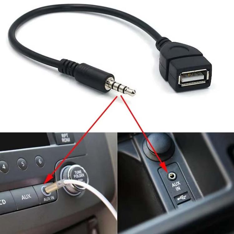 10pcs 3.5mm Male Round Head To USB 2.0 Female USB Disk Car MP3 Data Transmission Cable, 10pcs