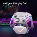 جهاز تحكم ألعاب لاسلكي EasySMX D10 مع زناد مزدوج الوضع وعصا تحكم TMR Hall Effect، قاعدة شحن لـ PC/Switch/هاتف/Steam