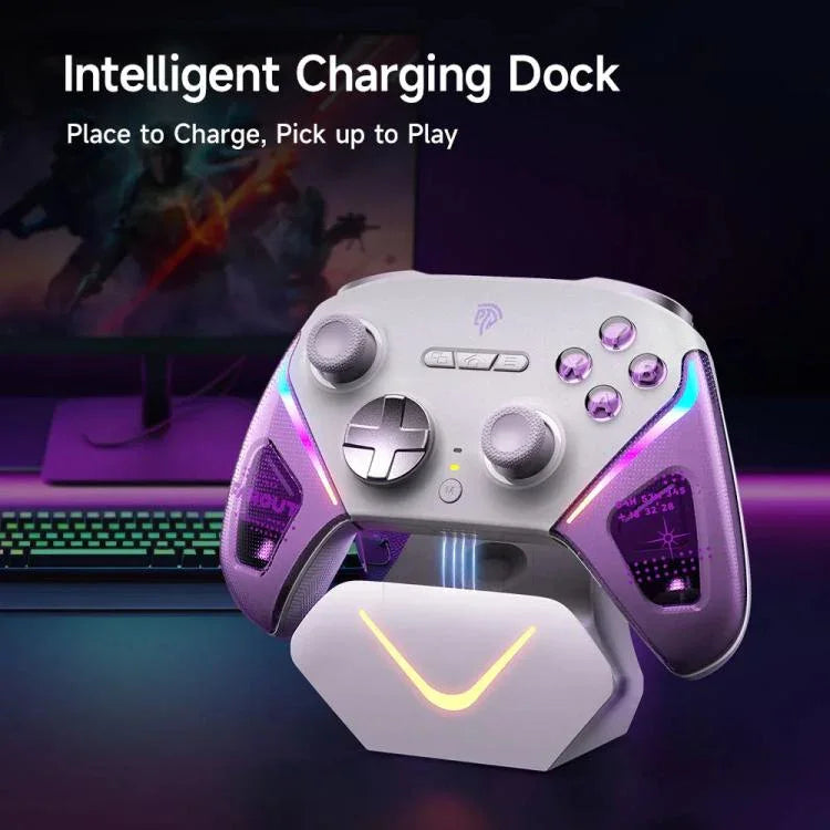 جهاز تحكم ألعاب لاسلكي EasySMX D10 مع زناد مزدوج الوضع وعصا تحكم TMR Hall Effect، قاعدة شحن لـ PC/Switch/هاتف/Steam
