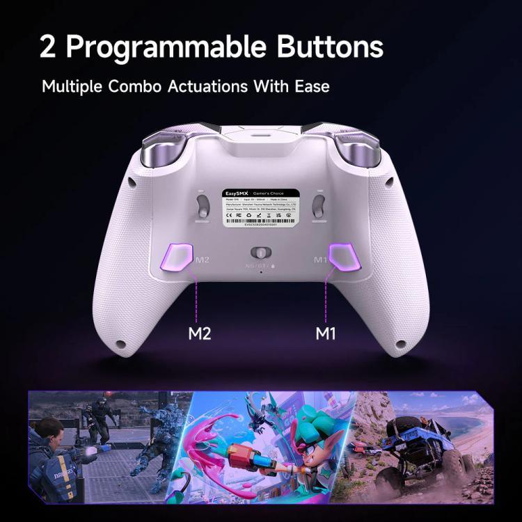 جهاز تحكم ألعاب لاسلكي EasySMX D10 مع زناد مزدوج الوضع وعصا تحكم TMR Hall Effect، قاعدة شحن لـ PC/Switch/هاتف/Steam