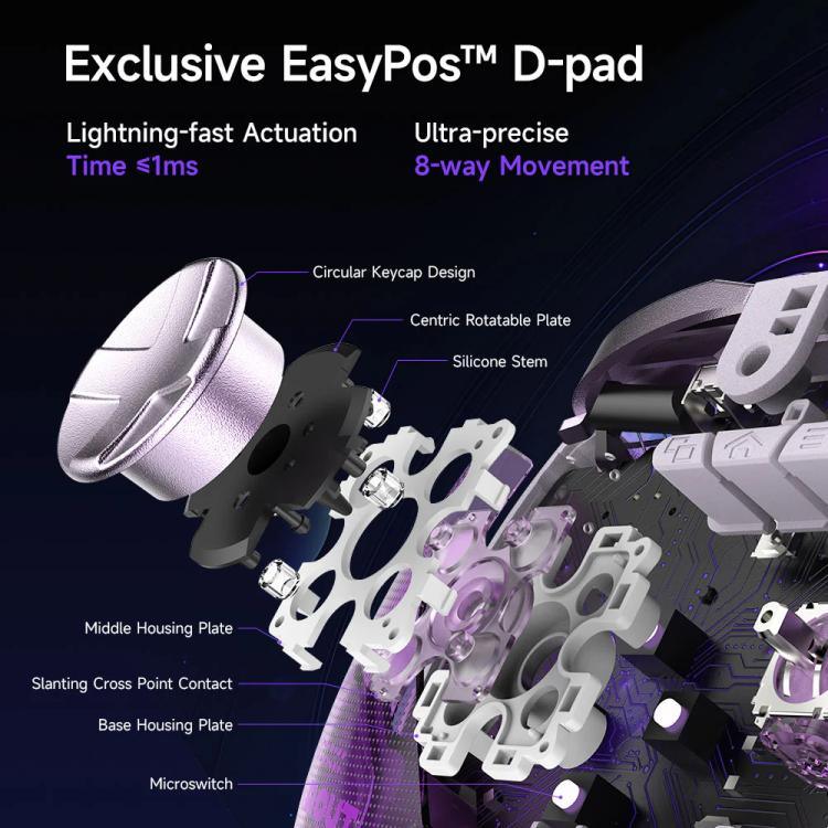 جهاز تحكم ألعاب لاسلكي EasySMX D10 مع زناد مزدوج الوضع وعصا تحكم TMR Hall Effect، قاعدة شحن لـ PC/Switch/هاتف/Steam