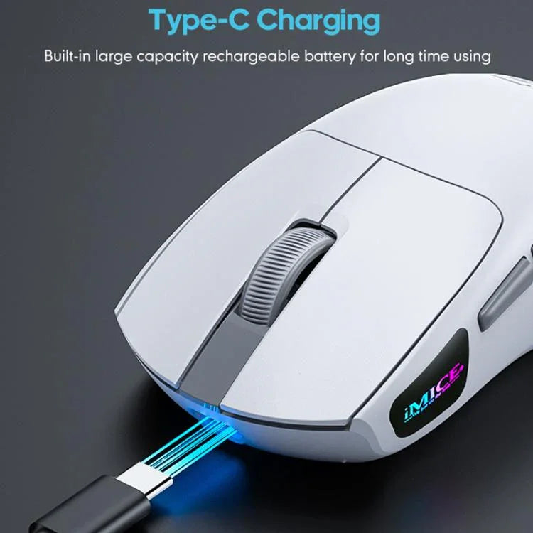 ماوس ألعاب IMICE G900، 6 أزرار، دقة 12800 DPI، ماوس لاسلكي ثلاثي الوضع قابل لإعادة الشحن