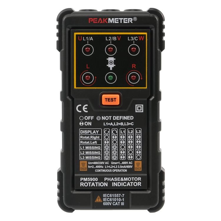 جهاز اختبار تسلسل طور دوران محرك AC ثلاثي الطور PEAKMETER، PM5900
