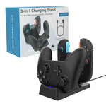 قاعدة شحن وتخزين 3 في 1 مع مؤشرات LED لوحدة تحكم Joy-Con وPro لنينتندو سويتش 2، SW-3ZC028