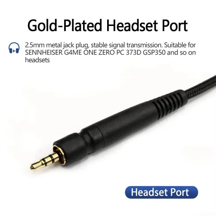 كابل سماعة رأس إصدار تعديل 2 متر لسماعات Sennheiser GAME ONE / GAME ZERO / PC 373D / GSP350 / GSP500 / GSP600، قابس مفرد، قابس مزدوج