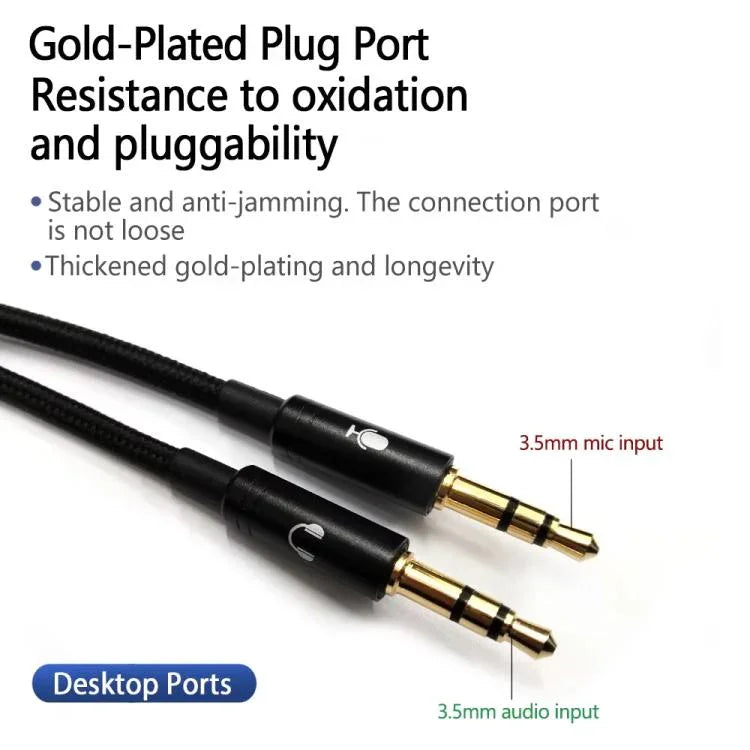 كابل سماعة رأس إصدار تعديل 2 متر لسماعات Sennheiser GAME ONE / GAME ZERO / PC 373D / GSP350 / GSP500 / GSP600، قابس مفرد، قابس مزدوج