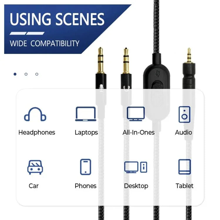 كابل سماعة رأس إصدار تعديل 2 متر لسماعات Sennheiser GAME ONE / GAME ZERO / PC 373D / GSP350 / GSP500 / GSP600، قابس مفرد، قابس مزدوج