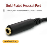 كابل تمديد 2 في 1 ذكر إلى أنثى 3.5 مم مع محول صوت لسماعات Razer Kraken V2، ZS0190