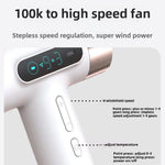 مجفف شعر لاسلكي عالي السرعة بمحرك 100,000 دورة في الدقيقة، شحن سريع USB-C وبطارية مدمجة 15600 مللي أمبير