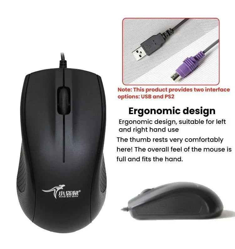 مجموعة لوحة مفاتيح وفأرة سلكية صناعية لأجهزة اللابتوب، USB وPS2 من Little Kangaroo DS-9821 DS-911