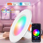 مصباح سقف مدمج متوافق مع Tuya واي فاي وبلوتوث RGB+CW+WW قابل للتعتيم LED، 5 واط 2.5 بوصة، 7 واط 3.5 بوصة، 10 واط 4 بوصة