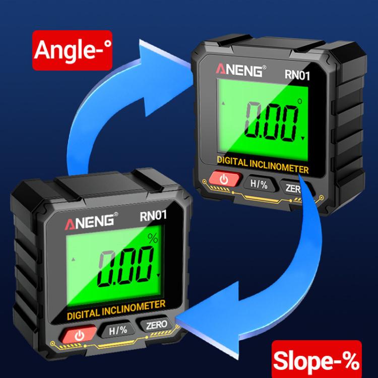 مقياس ميل رقمي ANENG RN01 مع مغناطيس رباعي الجوانب وشاشة دوارة تلقائياً، RN01