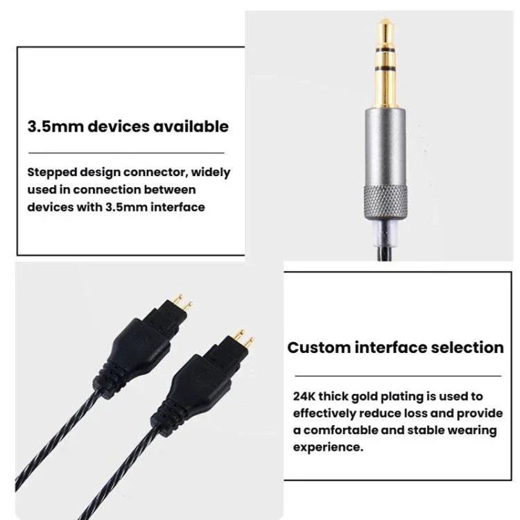 كابل صوت لسماعات Sennheiser HD414 / HD650 / HD600 / HD580 / HD660S، 2 متر، 1.2 متر
