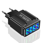 شاحن هاتف محمول 4 منافذ USB شحن سريع 5.1A QC3.0، قابس الاتحاد الأوروبي، قابس الولايات المتحدة، قابس المملكة المتحدة
