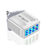 شاحن هاتف محمول 4 منافذ USB شحن سريع 5.1A QC3.0، قابس الاتحاد الأوروبي، قابس الولايات المتحدة، قابس المملكة المتحدة