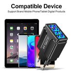 شاحن هاتف محمول 4 منافذ USB شحن سريع 5.1A QC3.0، قابس الاتحاد الأوروبي، قابس الولايات المتحدة، قابس المملكة المتحدة