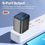 50W 3USB+3Type-C 6 Ports Fast Charging Cell Phone Charger, EU Plug (Black), EU Plug (White), EU Plug (Yellow), US Plug (Black), US Plug (White), US Plug (Yellow), UK Plug (Black), UK Plug (White), UK Plug (Yellow)