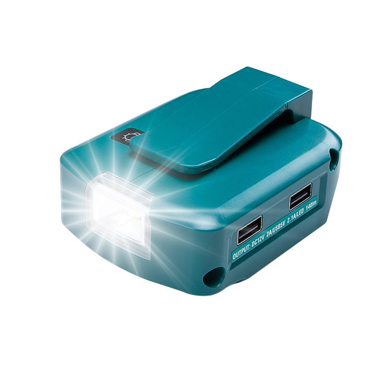 محول بطارية ليثيوم لماكيتا 14.4 فولت/18 فولت مع إضاءة LED، USB مزدوج + DC