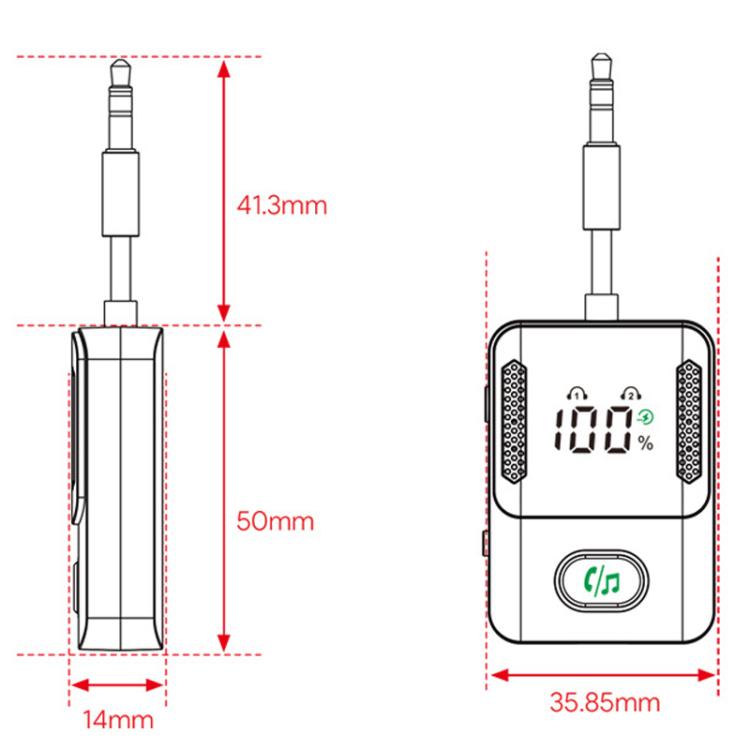 BR16 Car Bluetooth Dual-Microphone Receiver-Transmitter Long Lasting Audio Adapter, BR16