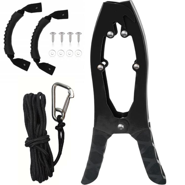 Canoe/Kayak Self-Locking Stainless Steel Anchor Clamp With Toothed Jaws, Black, Black + Metal Buckle, Black + Kayak Handrail, Black + Metal Buckle + Kayak Handrail