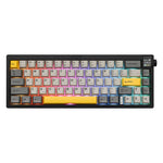 لوحة مفاتيح ميكانيكية لاسلكية ثلاثية الوضع Ajazz AK650 مع مقبض شاشة وإضاءة RGB، مفتاح Flying Fish أرجواني أبيض أزرق، مفتاح Dream أرجواني أبيض أزرق، مفتاح Dream أسود رمادي أصفر، مفتاح Dream محفور جانبي بتدرج لون توت العليق