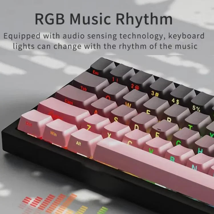 لوحة مفاتيح ميكانيكية لاسلكية ثلاثية الوضع Ajazz AK650 مع مقبض شاشة وإضاءة RGB، مفتاح Flying Fish أرجواني أبيض أزرق، مفتاح Dream أرجواني أبيض أزرق، مفتاح Dream أسود رمادي أصفر، مفتاح Dream محفور جانبي بتدرج لون توت العليق