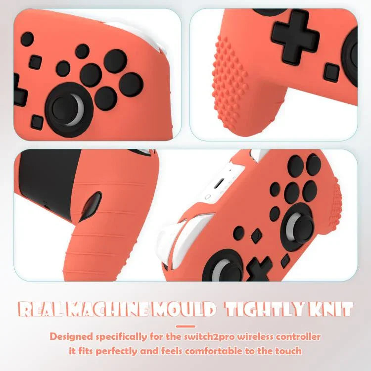 غطاء سيليكون ناعم ليد تحكم Switch 2 Pro مع قبضة مريحة للجلد