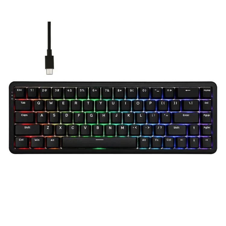 لوحة مفاتيح ميكانيكية سلكية بمفتاح مغناطيسي Ajazz AK680 MAX مع إضاءة RGB، أسود، أبيض، أسود رمادي أصفر، أزرق أبيض أزرق داكن، نقش جانبي بتدرج وردي، أسود بخطوط بارزة، أبيض بخطوط بارزة