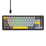 لوحة مفاتيح ميكانيكية سلكية بمفتاح مغناطيسي Ajazz AK680 MAX مع إضاءة RGB، أسود، أبيض، أسود رمادي أصفر، أزرق أبيض أزرق داكن، نقش جانبي بتدرج وردي، أسود بخطوط بارزة، أبيض بخطوط بارزة