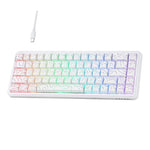 لوحة مفاتيح ميكانيكية سلكية بمفتاح مغناطيسي Ajazz AK680 MAX مع إضاءة RGB، أسود، أبيض، أسود رمادي أصفر، أزرق أبيض أزرق داكن، نقش جانبي بتدرج وردي، أسود بخطوط بارزة، أبيض بخطوط بارزة