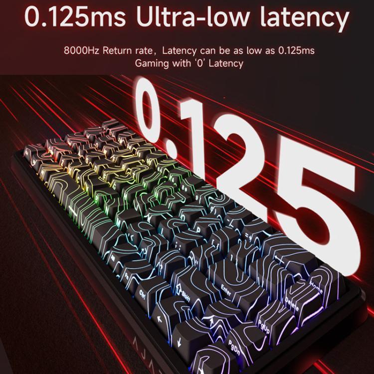 لوحة مفاتيح ميكانيكية سلكية بمفتاح مغناطيسي Ajazz AK680 MAX مع إضاءة RGB، أسود، أبيض، أسود رمادي أصفر، أزرق أبيض أزرق داكن، نقش جانبي بتدرج وردي، أسود بخطوط بارزة، أبيض بخطوط بارزة