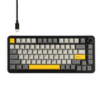 لوحة مفاتيح ميكانيكية قابلة للتبديل الساخن Ajazz AK820 MAX مع حشية و75 مفتاح وإضاءة RGB، مفتاح مثلجات ثلاثي الوضع أسود رمادي أصفر، مفتاح مغناطيسي سلكي أسود رمادي أصفر، مفتاح مغناطيسي سلكي محفور جانبي بتدرج رمادي