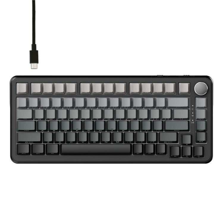 لوحة مفاتيح ميكانيكية قابلة للتبديل الساخن Ajazz AK820 MAX مع حشية و75 مفتاح وإضاءة RGB، مفتاح مثلجات ثلاثي الوضع أسود رمادي أصفر، مفتاح مغناطيسي سلكي أسود رمادي أصفر، مفتاح مغناطيسي سلكي محفور جانبي بتدرج رمادي