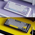 لوحة مفاتيح ميكانيكية قابلة للتبديل الساخن Ajazz AK820 MAX مع حشية و75 مفتاح وإضاءة RGB، مفتاح مثلجات ثلاثي الوضع أسود رمادي أصفر، مفتاح مغناطيسي سلكي أسود رمادي أصفر، مفتاح مغناطيسي سلكي محفور جانبي بتدرج رمادي