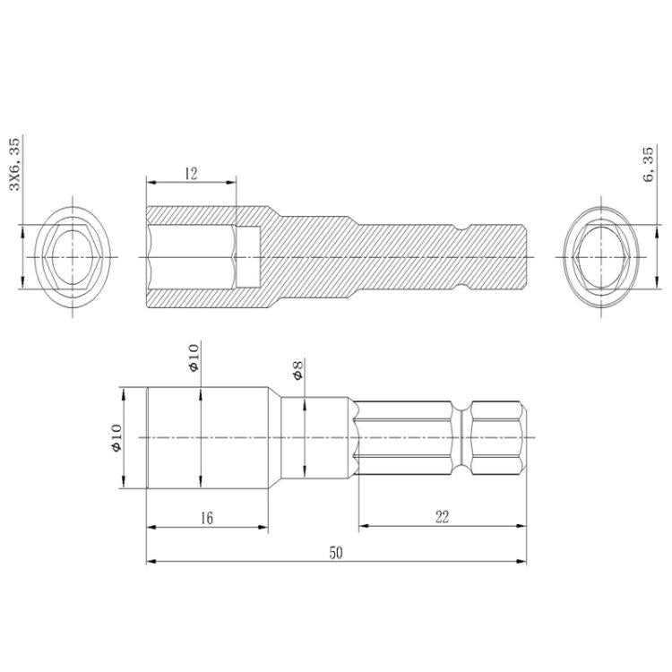 5pcs Multi-Purpose Bit Extension Bar Screwdriver Bit Accessories, 6.35mm