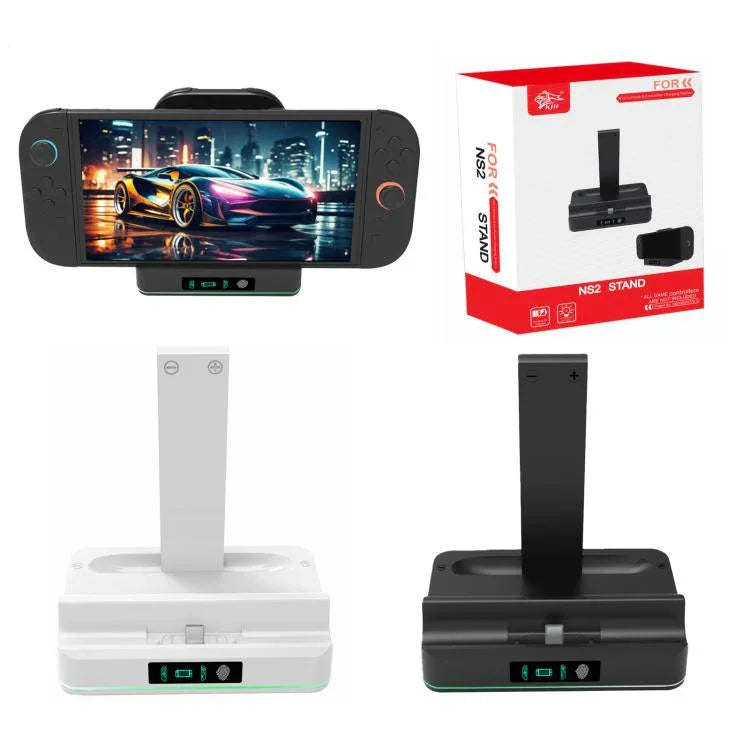 قاعدة شحن LED RGB من KJH لجهاز نينتندو سويتش 2 ووحدة تحكم Joy-Con، محطة شحن سريعة