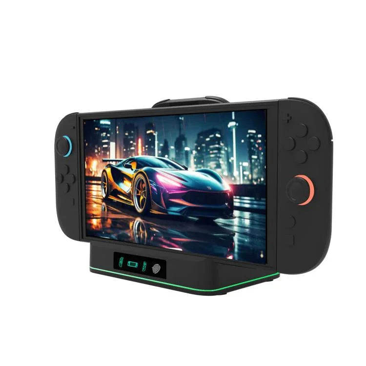 قاعدة شحن LED RGB من KJH لجهاز نينتندو سويتش 2 ووحدة تحكم Joy-Con، محطة شحن سريعة