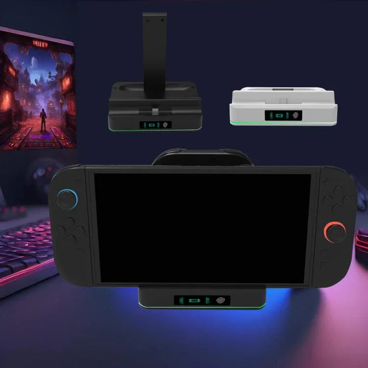 قاعدة شحن LED RGB من KJH لجهاز نينتندو سويتش 2 ووحدة تحكم Joy-Con، محطة شحن سريعة