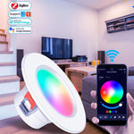 مصباح سقف مدمج متوافق مع Tuya Zigbee RGB+CW+WW قابل للتعتيم LED، 7 واط 3.5 بوصة، 10 واط 4 بوصة، 15 واط