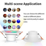 مصباح سقف مدمج متوافق مع Tuya Zigbee RGB+CW+WW قابل للتعتيم LED، 7 واط 3.5 بوصة، 10 واط 4 بوصة، 15 واط